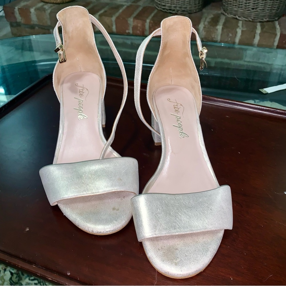 Free People Champagne Strappy Heels